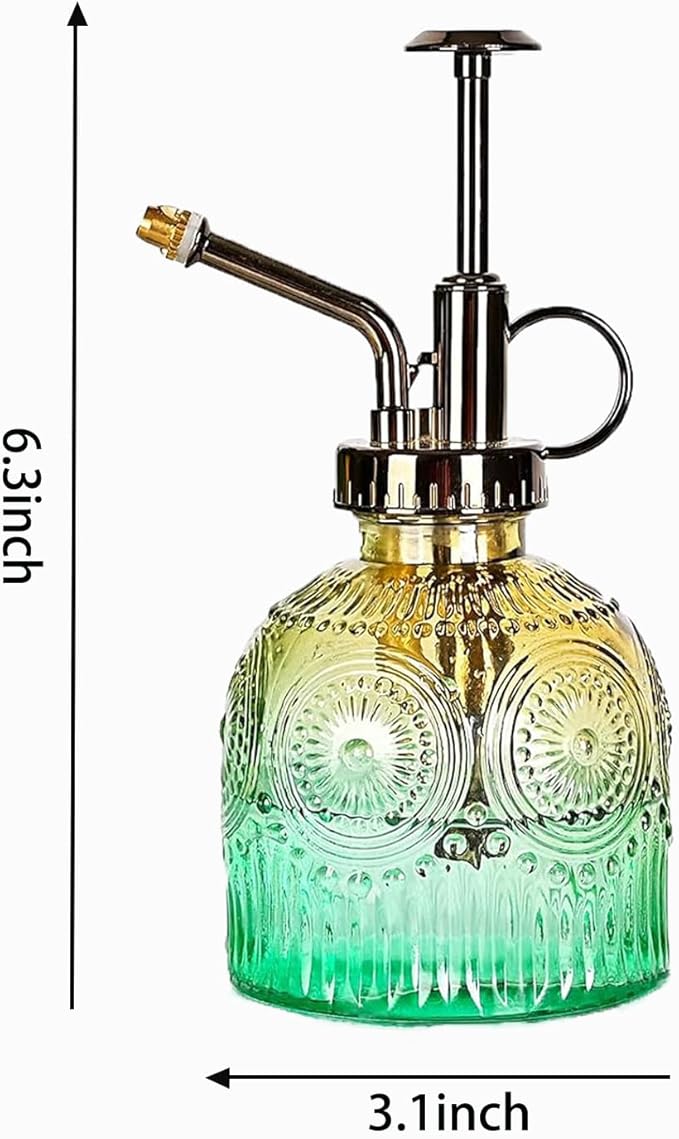 Glass Plant Mister Spray Bottle, Vintage Plant Spritzer, Succulent Watering Bottle Glass with Top Pump, Small Plants Sprayer Watering Can for Indoor Outdoor House