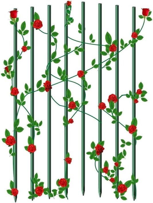 2ft Garden Stakes 1/4”Dia Plant Stakes for Climbing Plants Supports Poles Rust-Free Plant Sticks Fence Post, Dark Green (20 rods)