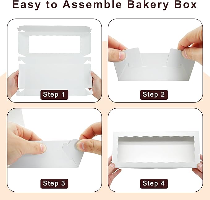 20pcs Cookie Boxes 12 x 5 x 1.5 Inch Bakery Boxes with window Chocolate Covered Strawberries Box for Christmas Valentine's Mother's Day- White