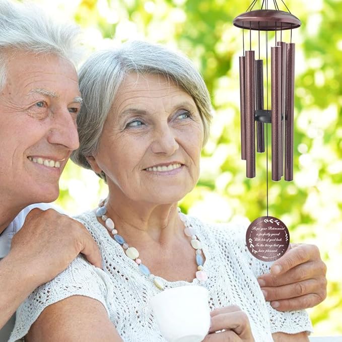 Personalized Wind Chimes, Retirement Gifts Wind Chimes, Congratulate Retire for Dad/Mom, Life Tree Metal Retirement Wind Chime for Woman/Man Outdoor 36inch (Produced in USA)