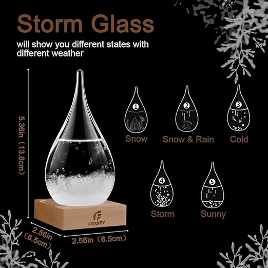Christmas Unique Gifts Storm Glass Weather Predictor, Christmas Snow Globe Drop-Shaped Weather Forecast Bottle, Unique Fashion Home Decor Weather for Men Women