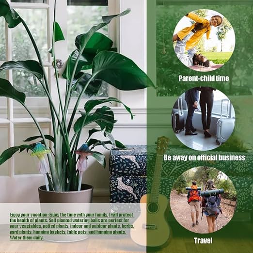 Plant Watering Mushroom, Self Watering Flowerpot Plug-in, Travel Vacation Plant Watering Device, Top Filling Watering, Automatic Home Plant Hydration System