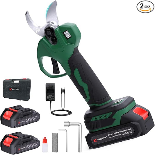 Cordless Electric Pruning Shears with 2×21V 2000mAh Batteries & LED Display, 1.2" Rechargeable Garden Pruning Shears for Thick Branches, Professional Landscaping Tools