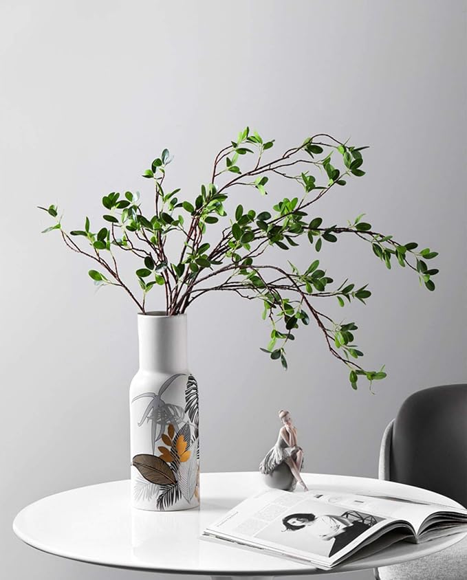 HWL Artificial Plant 43.3 Inch Green Branches Leaf Shop Garden Office Home Decoration (2 pcs)