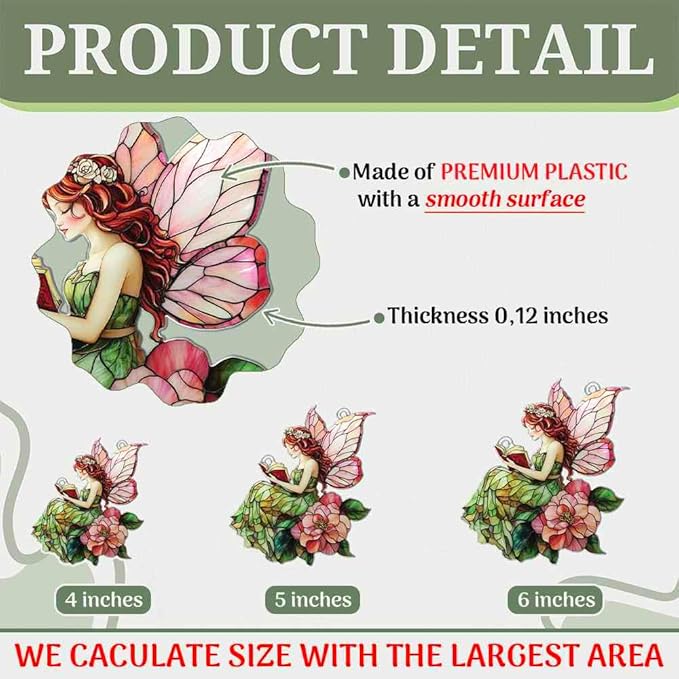 Fairy Ornaments Decor for Christmas Tree - Fairy Gifts for Women Men - Fairy Home Kitchen Nursery Christmas Decorations - 2D Flat Acrylic Ornament Window Hanging