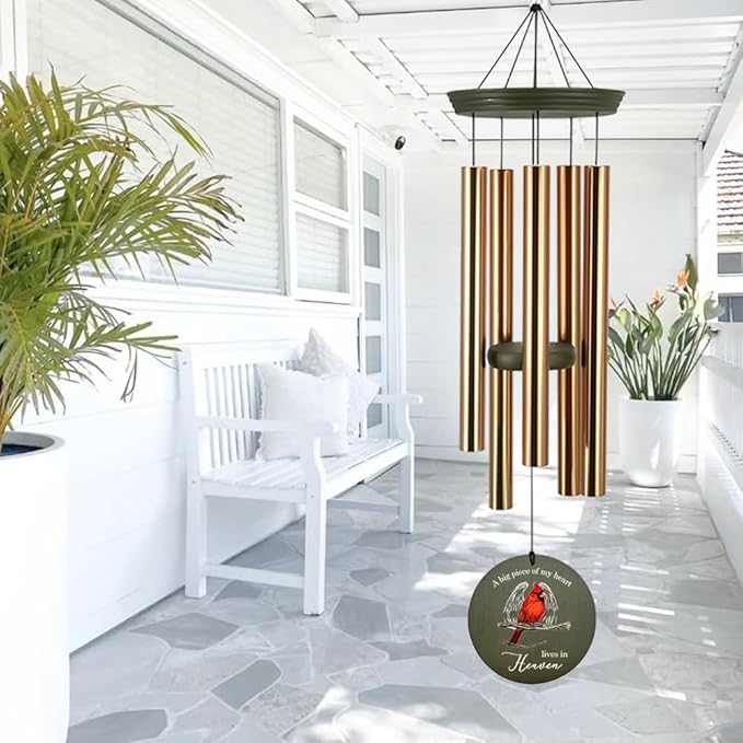 Personalized Cardinal Wind Chimes, 36inch Memorial Wind Chimes, Heaven Wings Custom Sympathy Gifts, in Loving Memory of Dad/Mom, Wind Chime for Loss of Loved Ones (Produced in USA)