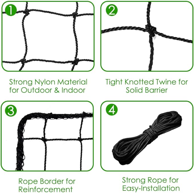 Baseball Softball Backstop Nets, Heavy Duty Sports Netting Barrier #18 Baseball Netting 10'x10'/10'x20'/15'x15'…