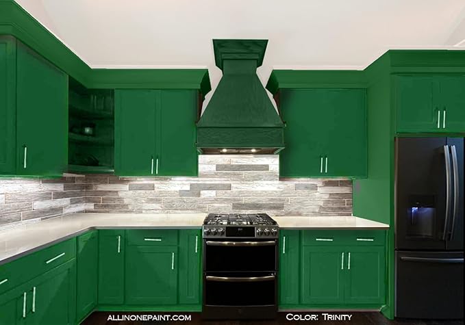 ALL-IN-ONE Paint, Durable cabinet and furniture paint. Built in primer and top coat, no sanding needed. Includes our 30 featured color card - Trinity (green), 8oz Sample