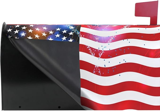 American Flag Patriotic Mailbox Cover Magnetic Independence Day 4th of July Mailbox Cover MailWraps Garden Yard Home Decor Standard Size-18"x 20.8"