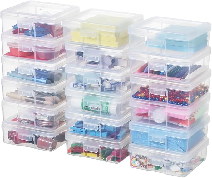 novelinks 18 Pack Small Plastic Storage Containers Clear Arts & Crafts Storage Boxes & Organizers Stackable Small Containers With Lids For Organizin (Set 1)