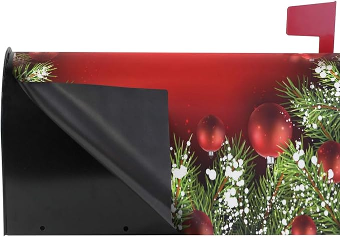 WOOR Christmas Tree Decoration Red Magnetic Magnetic Mailbox Cover Standard Size for Garden Yard Outdoor Decorations-18 x 20.8"