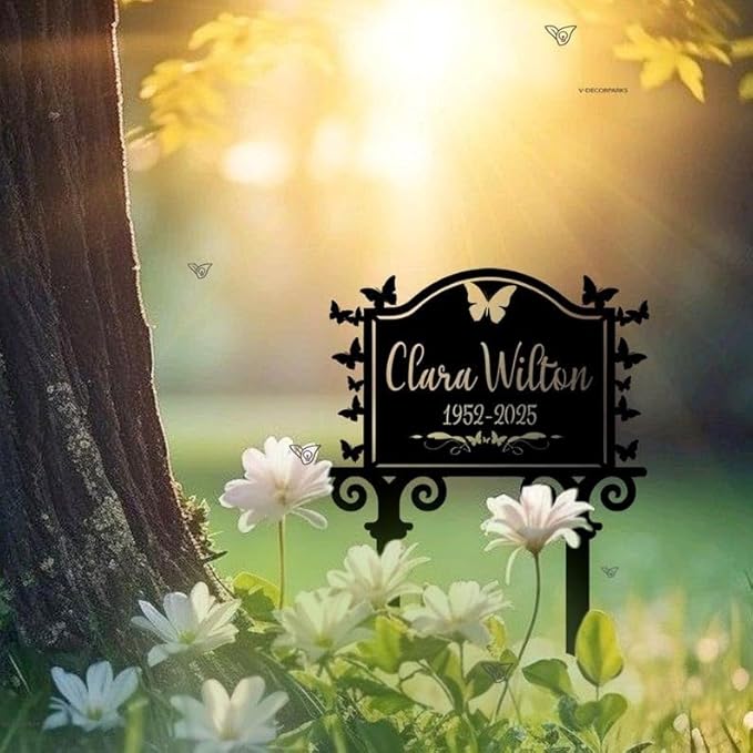 Personalized Metal Butterfly Memorial Sign – Custom Grave Marker, Memorial Garden Stake, Loss of Mother Tribute, Funeral Gift (Butterfly Memorial)
