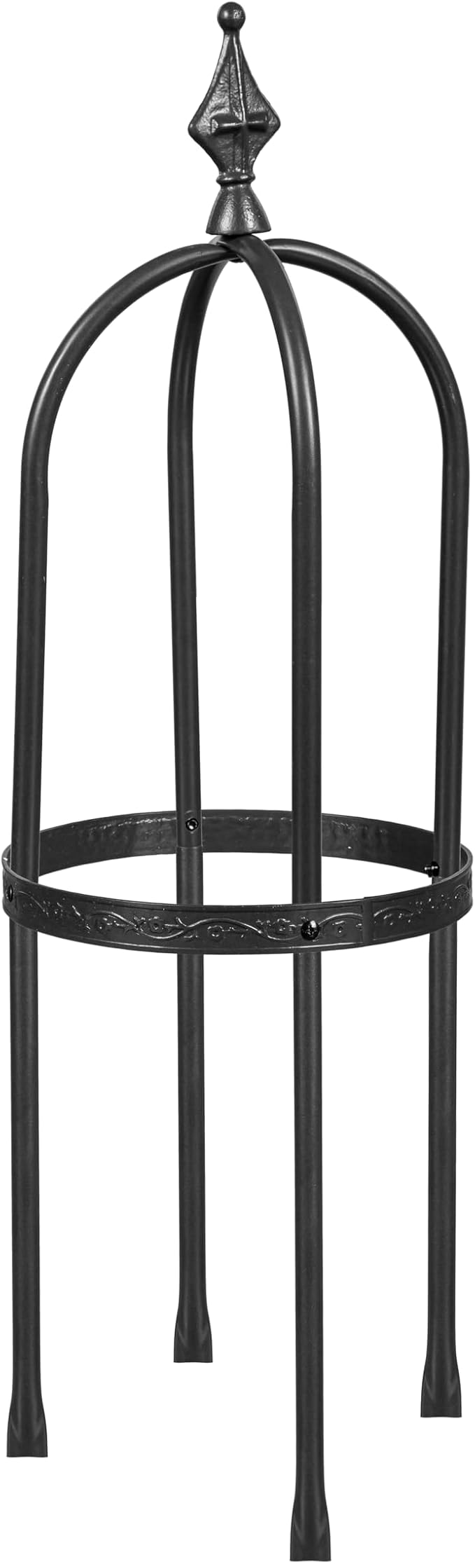 Evergren Garden Metal Obelisk Trellis for Climbing Plants | Indoor/Outdoor Floral Pattern Arch Trellis for Potted Plants (5 ft Black)