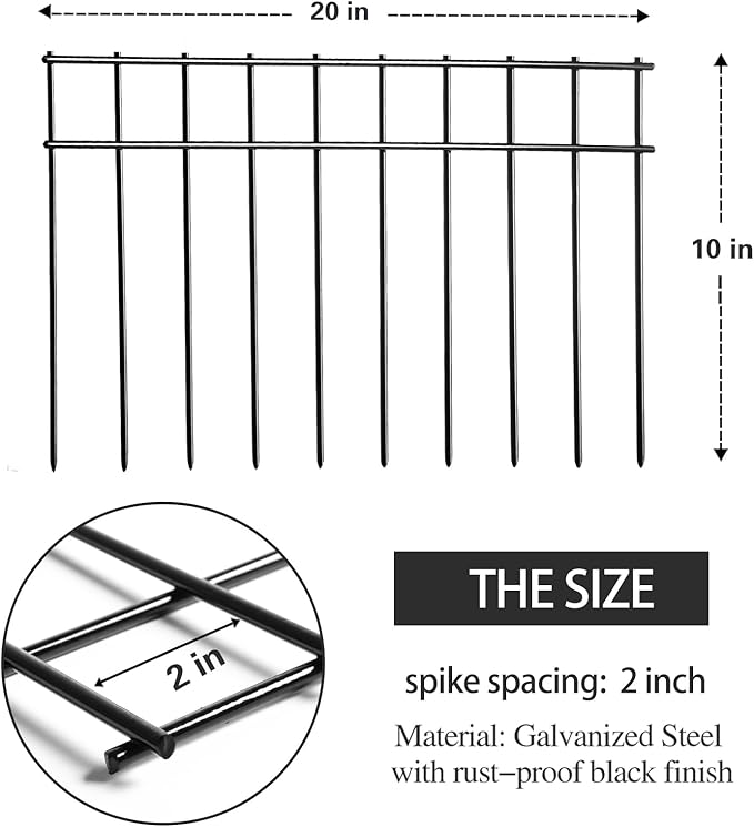 Adavin Small/Medium Animal Barrier Fence 25 Pack 20 in(L)X 10 in(H) Underground Decorative Garden Fencing,Dog Rabbits Fences Black Metal Fence Panel Ground Stakes for Outdoor Patio.Total Length 42 Ft
