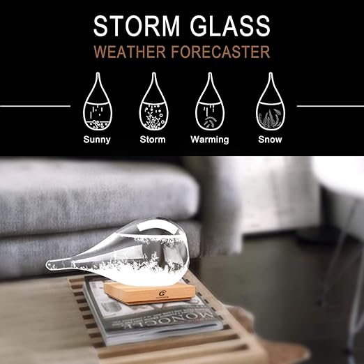 Storm Glass Cool Unusual Gifts Storm Glass Weather Predictor Snow Globes for Adults Galileo Thermometer Indoor Creative Forecast Nordic Style