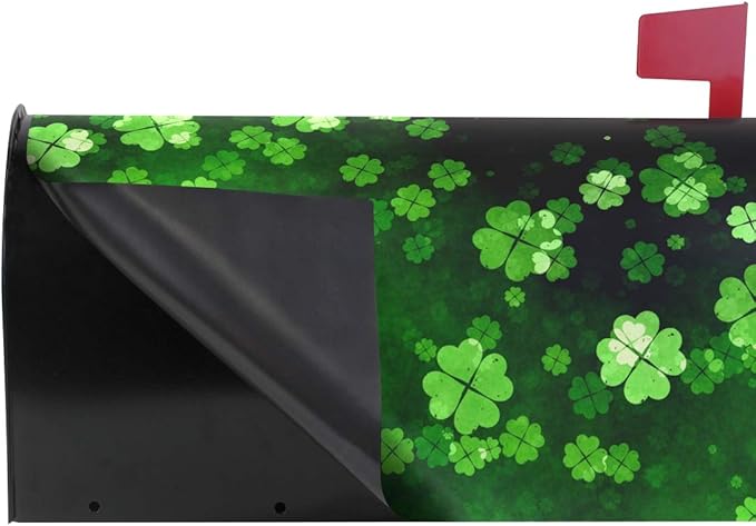 ALAZA WOOR St Patricks Lucky Shamrocks Leaves Magnetic Mailbox Cover MailWraps Garden Yard Home Decor for Outside Oversized-25.5" x20.8"