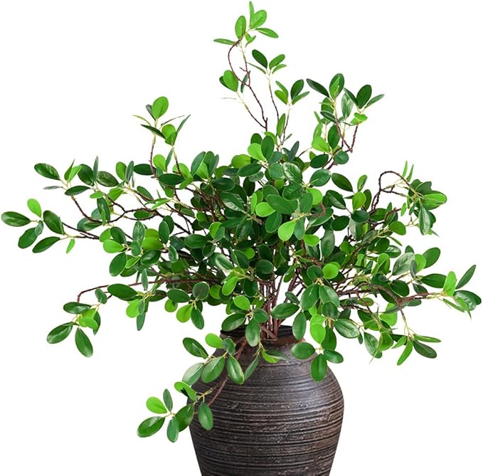 Artificial Plants Faux Greenery Eucalyptus Stems,Faux Branches for Vase Filler,Artificial Ficus Twig Branches Stems for Shop Garden Office Home Décor (6, Stems03)