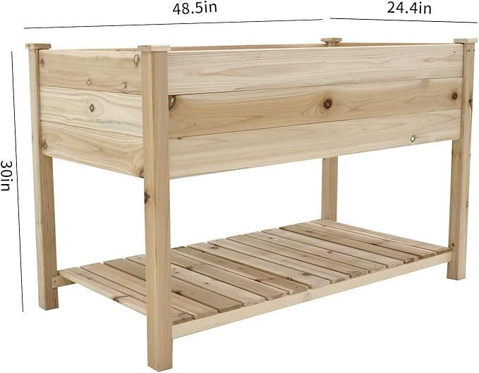 Wooden Garden Planter Box with Legs (48.5x30x24.4 inches), Featuring Drainage Function, Suitable for Gardening, Backyards, Balconies, etc. (106422)