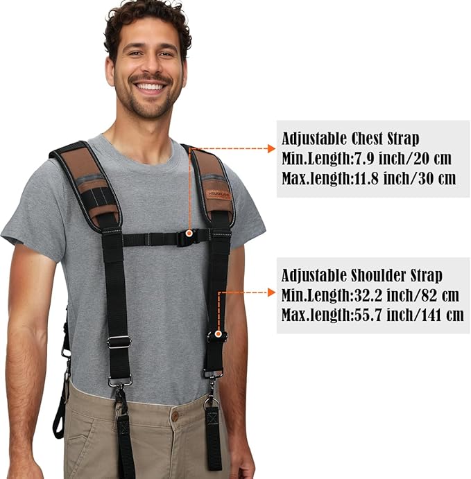 WELKINLAND Heavy Duty Tool Belt Suspender, Comfy Padded Tool Belt Suspender, Fully-Adjustable Tool Bag Suspenders, RipStop Suspenders For Tool Belt, Tool Belt Suspenders For Men/Carpenter