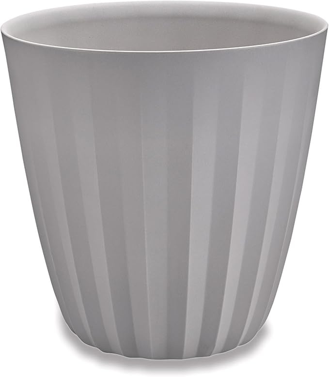Crescent Garden Pleat Modern Decorative Planter, Indoor/Outdoor Pot, Resin Plant Pot with Drain Hole - 19" W x 19" H (Ash)