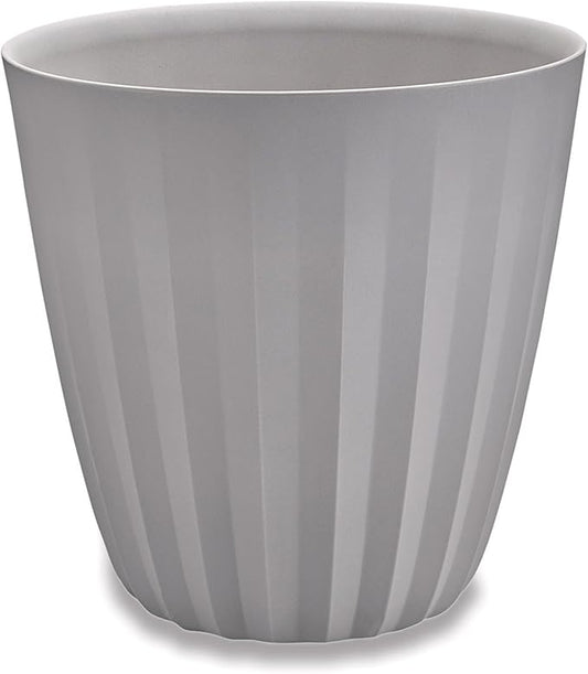 Crescent Garden Pleat Modern Decorative Planter, Indoor/Outdoor Pot, Resin Plant Pot with Drain Hole - 19" W x 19" H (Ash)