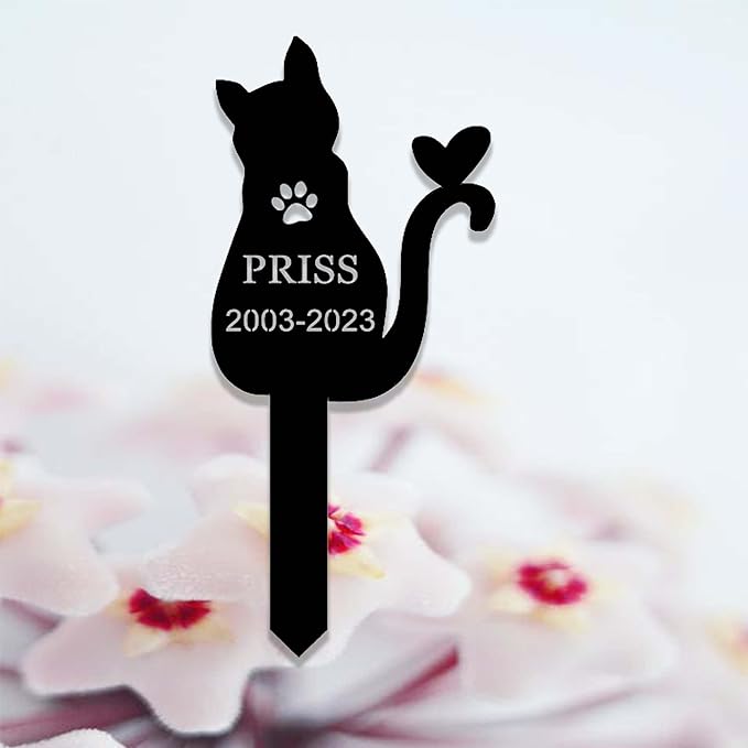 Custom Cat Memorial Stake Sign Metal Cat Grave Marker Cat Garden Decor Remembrance Stake Personalized Cat Name Yard Stake Pet in Heaven Loss of Cat Sympathy Gift