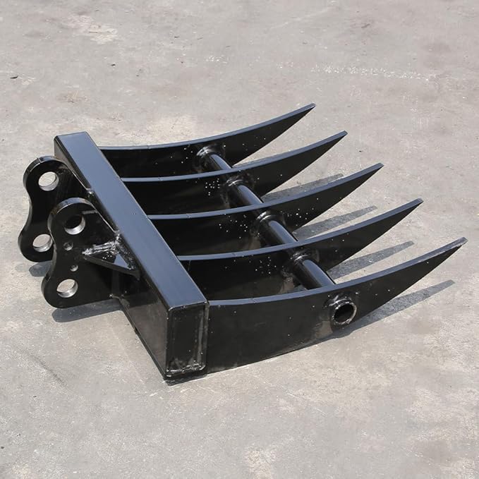Mini Excavator Attachment Rake, Metal Wide Backhoe Rake Fit for 0.8T-1.5T Mini Excavators - Upgraded High-Thickness Steel‌ - Replace Hydraulic Tilt Excavator Attachment