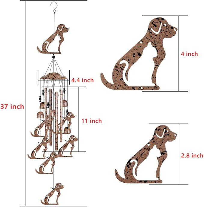 37" Dogs Wind Chimes for Garden,Home,Balcony,Yard,Outdoor Decor, Sympathy Wind Chimes, Wind Catcher, Dog Lovers Chimes,Blessing Wind Bell,Dog Decoration Gifts for Mom, Grandma, Family, Women, Friend