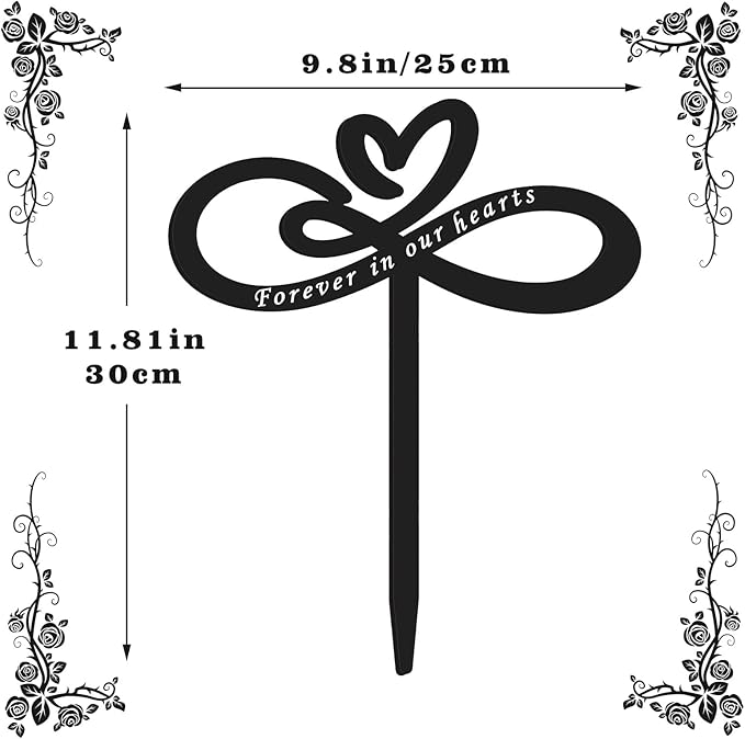 Forever in Our Hearts Memorial Stake – Metal Grave Marker for Cemetery, Remembrance Stake Decor for Garden Yard Grave Site Outdoor
