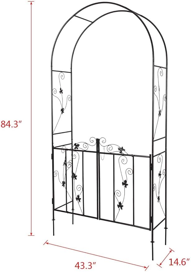 Kintness Garden Arch Arbor with Gate Trellis Arbour Archway for Climbing Plants Outdoor Garden Lawn Backyard …