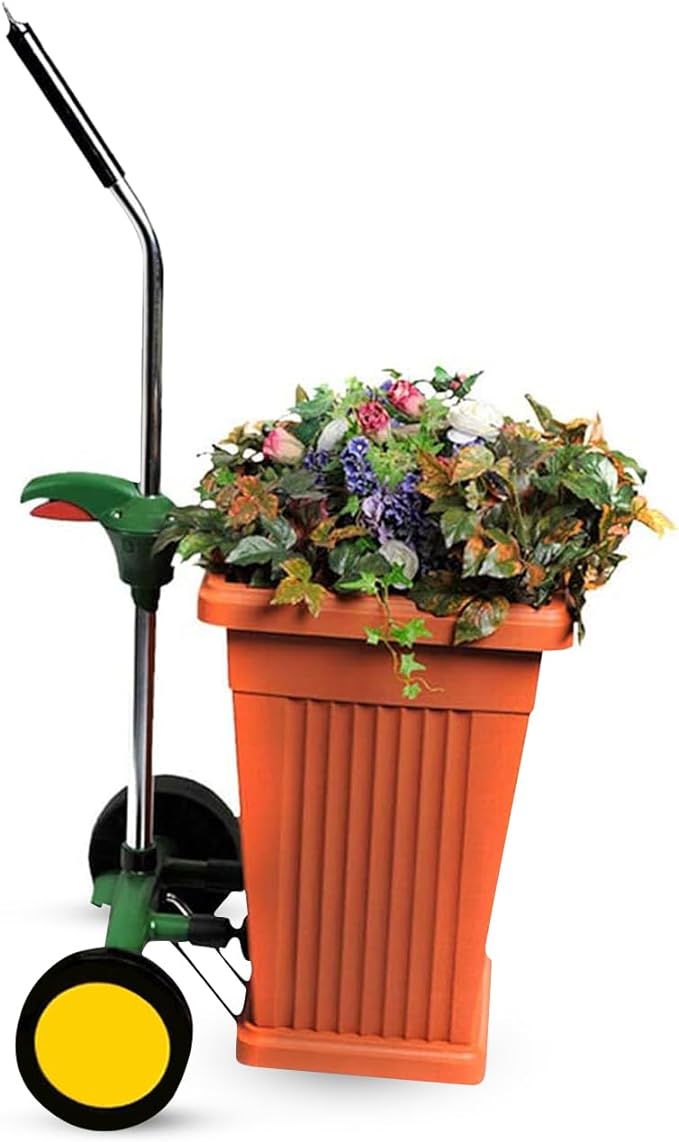 EJWOX Heavy Duty Plant Dolly Caddy - Pot Mover for Garden w/ 165 lb Capacity, Flat-Free Wheels & Suction Cups | Adjustable Handle, Floor Protection