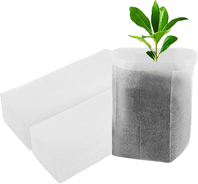 100Pcs Nursery Growing Bags，5.8"x5"nonwoven Fabric Seedlings Grow Bag for Plants，Fabric Plant pots,Potato, Flower, Tomato Solid Seed Starter Bags