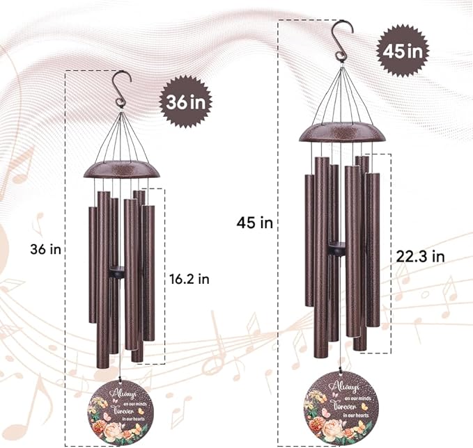 Personalized Memorial Wind Chime, Metal Wind Chime Deep Tone, Wind Chimes for Loss of Loved One, Commemorative Sympathy Bereavement Gifts, Decorative Wind Chimes Outdoor, Product in USA