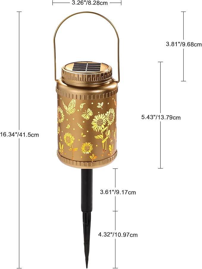 Cooo 4 Pack Solar Pathway Lights & Solar Lanterns Outdoor Waterproof Landscape Path Lights Christmas Lights Gifts for Women Mom Grandma for Garden Yard Patio Backyard Porch Decorations-Gold Sunflower