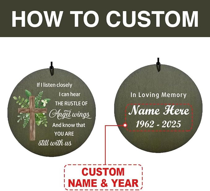 Personalized Wind Chimes, 36inch Memorial Gifts, Loving Memory of Dad/Mom, Cross Sympathy Custom Name Wind Chime for Loss of Loved Ones, Decor for Funeral Outside (Produced in USA)