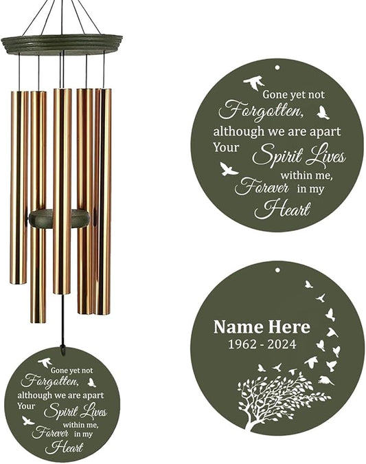 Sympathy Wind Chime Personalized, 36inch Memorial Gifts Wind Chimes in Loving Memory, Loss of Loved Mom/Dad, Sympathy Gifts Wind Chimes for Funeral Outside Decor (Produced in USA)