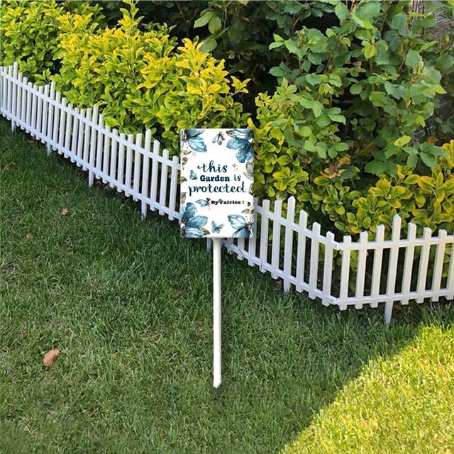 Uptell This Garden is Protected By Fairies Yard Signs with Stakes Aluminum Sign for House/Front Door Outdoor Decoration,Weather Resistant 8x12 Inch