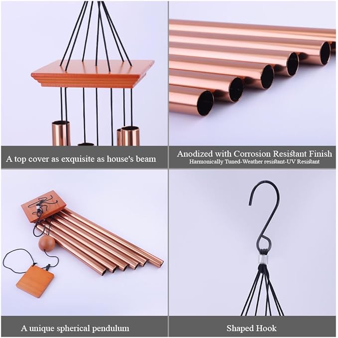 39" Deep Tone Large Wind Chimes for Outside Clearance, Memorial Sympathy Wind Chimes Outdoor for Porch Garden Yard Decor Patio,Sympathy Gifts for Loss of Loved One,Rose Golden