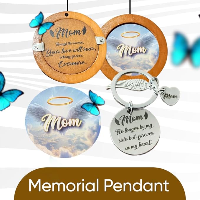 Personalized Memorial Wind Chimes with Custom Photo Pendant & Letter from Heaven | Sympathy Gift for Loss of Loved One, 32-Inch Outdoor Chime for Remembrance (Mother)
