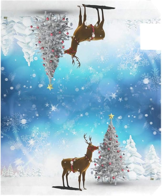 WOOR Christmas Tree Snowflake and Reindeer Magnetic Mailbox Cover Standard Size for Garden Yard Outdoor Decorations-18 x 20.8"