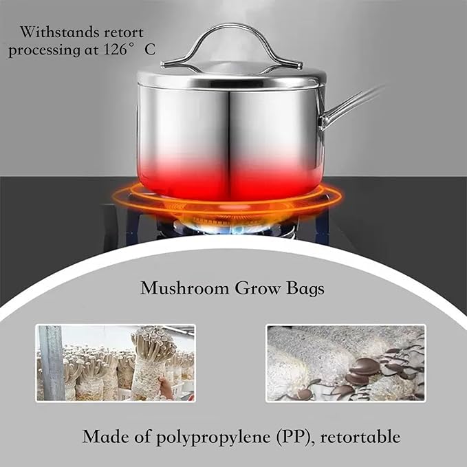Sealable Mushroom Grow Bags with 0.2 Micron Filter,10''x5.5''x24'',0.08mm/3.15mil Thick PP,Extra Large Size Transparent Cultivation Bags for Commercial & Home Use (50 PCS)