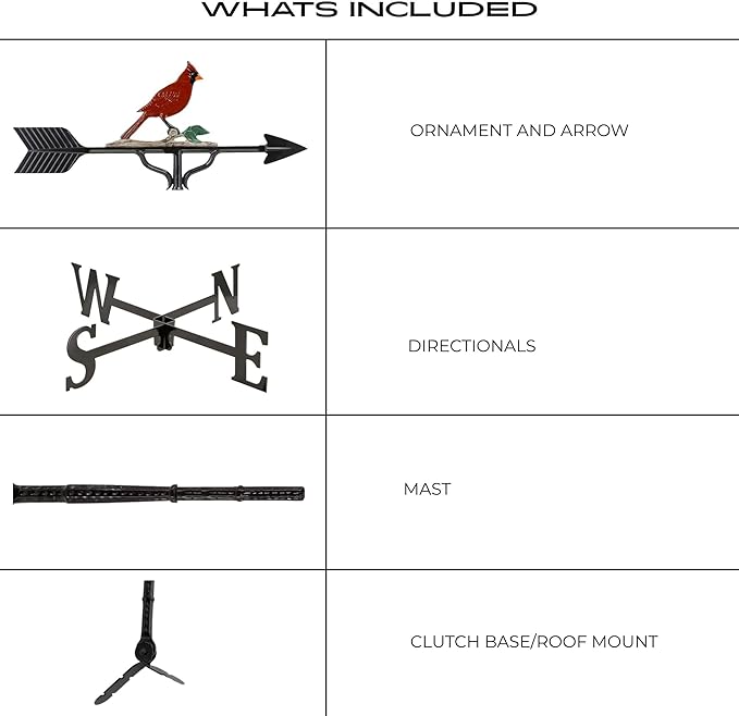 Montague Metal Products 32-Inch Weathervane with Color Cardinal Ornament