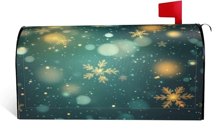 Festive Magnetic Mailbox Cover Snowflake Winter Outdoor Mailbox Protector Holiday Seasonal Decorative Garden Yard Home Large Size 25.5 x 21 Inch
