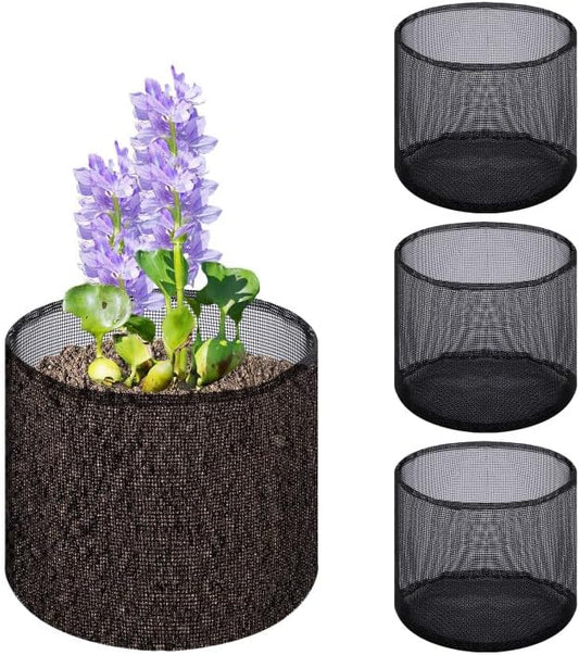 EBaokuup 4 Pcs Aquatic Pond Planting Bags-7.1" H x 7.2" Dia Reusable Mesh Water Garden Pond Plant Pot-Breathable Round Lily Plant Pots for Pond Bog Plant Garden Terrestrial Plant
