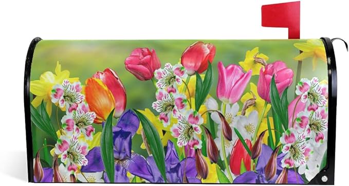 WOOR Spring Flowers Daffodils and Tulips Magnetic Mailbox Cover Standard Size-18"x 20.8"