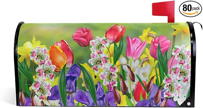 WOOR Spring Flowers Daffodils and Tulips Magnetic Mailbox Cover Oversized-20.8"x 25.5"