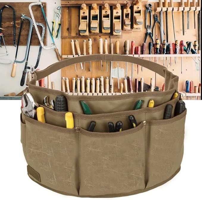 Tool Belt Pouches for Men Utility Belt Electrician Tool Bag Canvas Gardening Waist Tool Pouch with 13 Pockets for Men Women Carpenters Electricians Mechanics, Adjustable