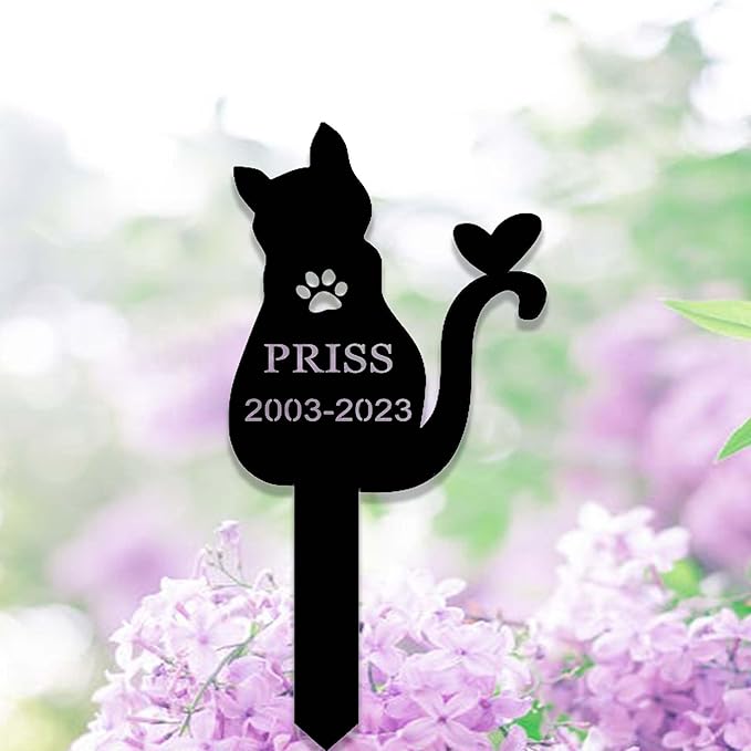 Custom Cat Memorial Stake Sign Metal Cat Grave Marker Cat Garden Decor Remembrance Stake Personalized Cat Name Yard Stake Pet in Heaven Loss of Cat Sympathy Gift