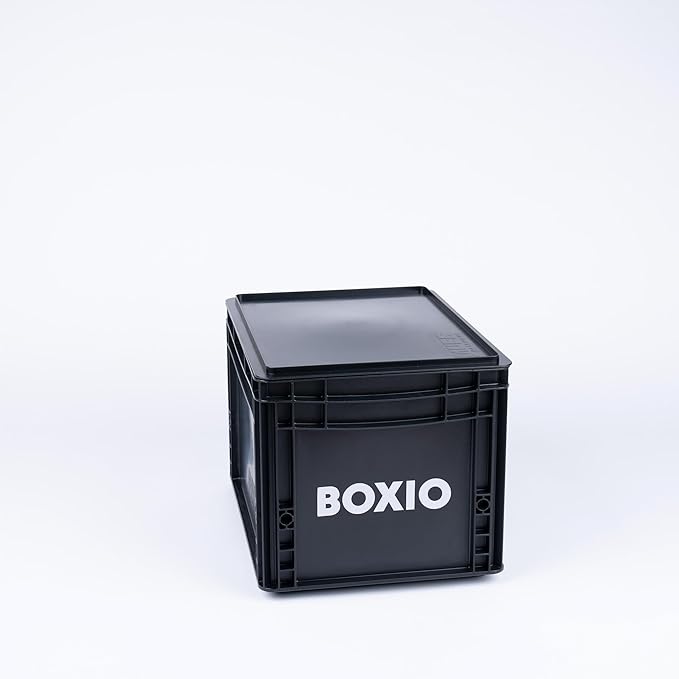 Eurobox 40 x 30 x 28 cm: BOXIO Solo – 3 Plastic Lids – Perfect Box for Camping, Boat, Cellar or Garden – Stackable Boxes