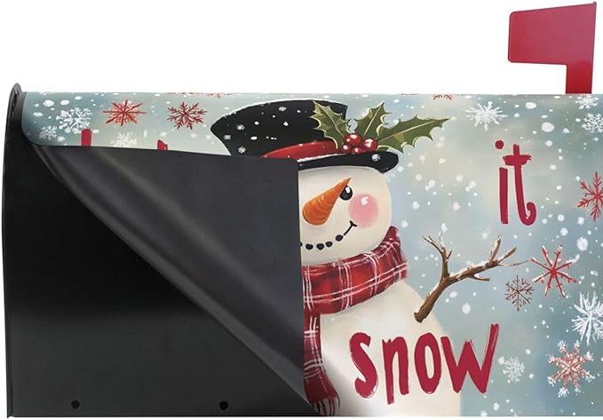 ALAZA Let it Snow Winter Snowman Magnetic Mailbox Cover MailWraps Garden Yard Home Decor for Outside Oversized-25.5" x20.8"